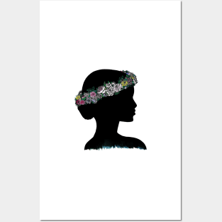 flower crown silhouette Posters and Art